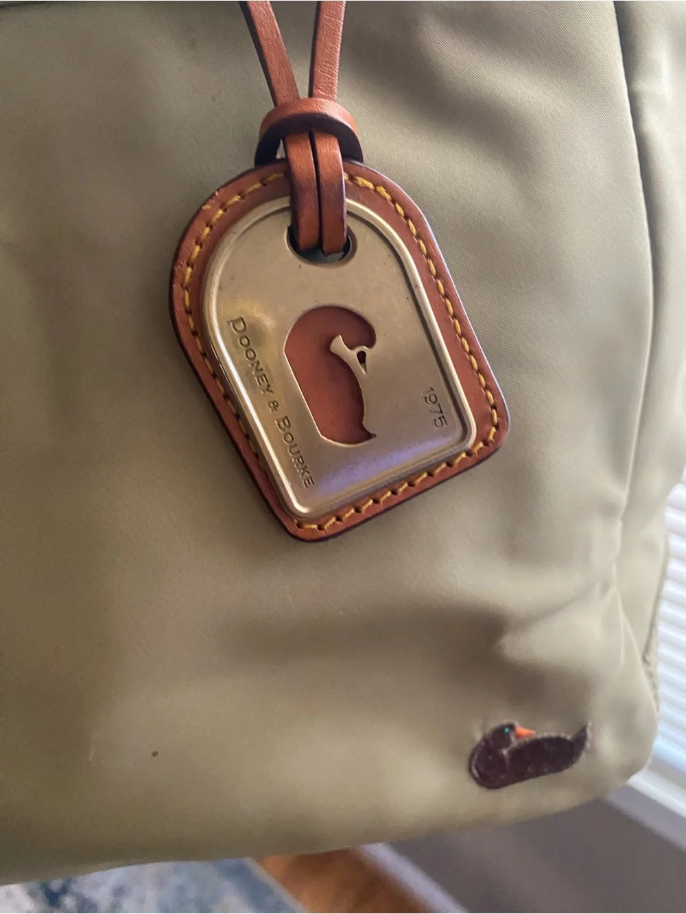 Dooney & Bourke Olive Tote with Brown Leather Handles